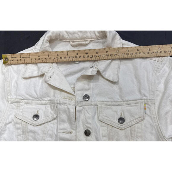 Rails White Denim Jacket Button Front Jean Pockets Lightweight Casual Boho XS - Picture 12 of 15